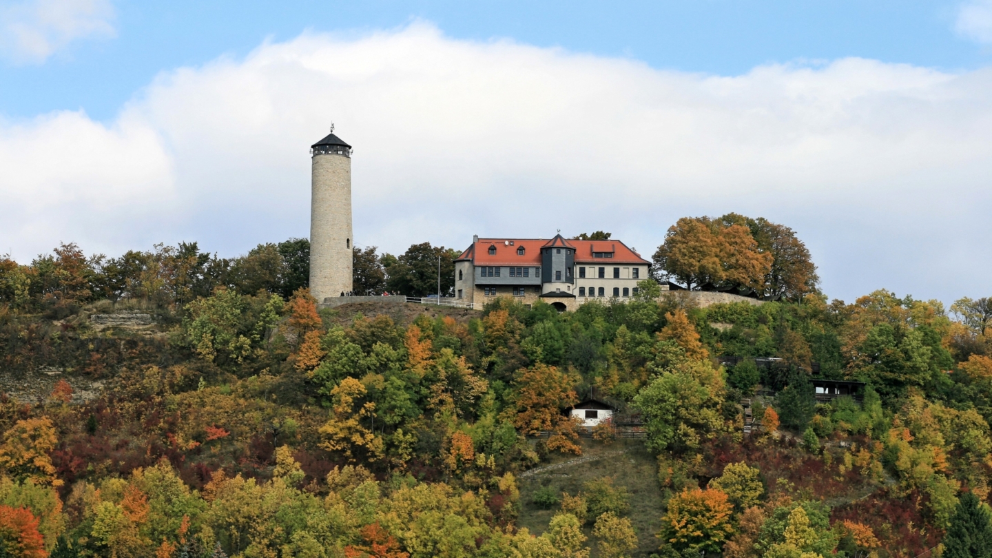 Blick auf Berg mit Fuchsturm und Gaststätte © Gaststätte Fuchsturm, Foto: Ilona Hoffmann