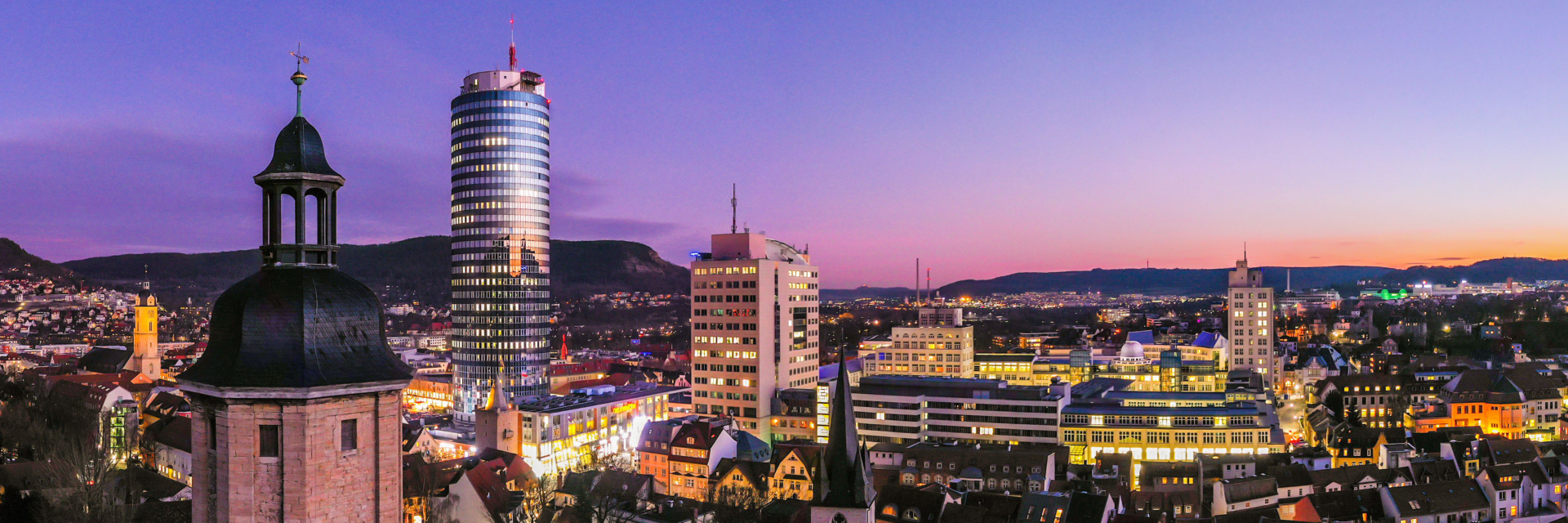 Jena am Abend©JenaKultur, Foto André Gräf für Jenaparadies