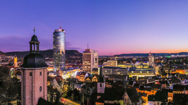 Jena am Abend©JenaKultur, Foto André Gräf für Jenaparadies